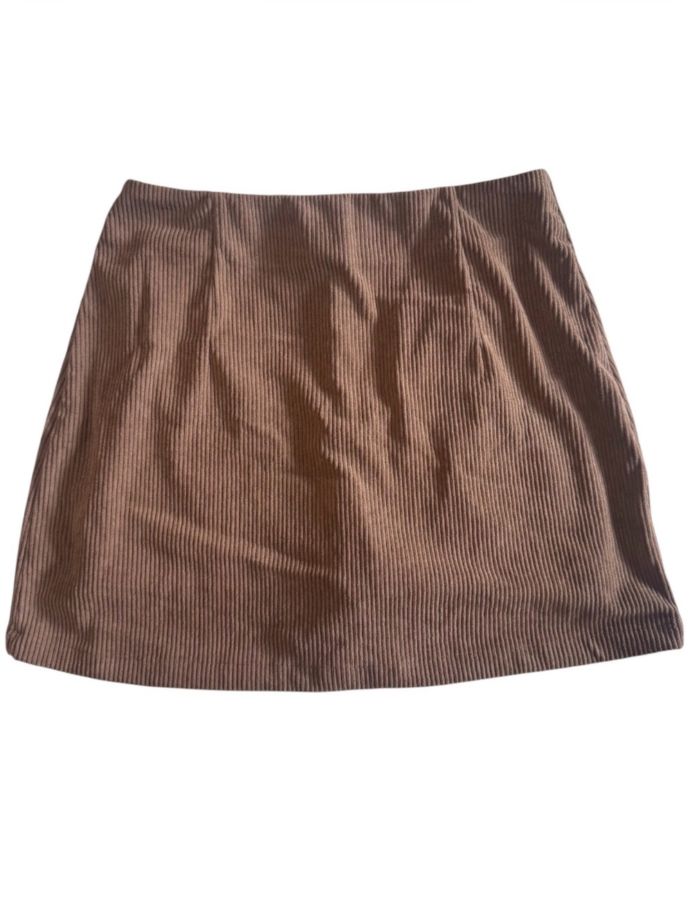 Classic Brown Ribbed Mini Skirt